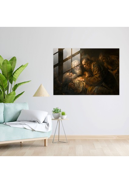 Rembrandt Ev Dekorasyonu - Incil Sahnesi - Rembrandt, Incil Sanatı, Duygusal Derinlik, Manevi Dekor, 45X30 fiyatları