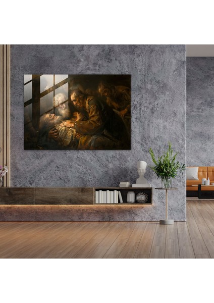 Rembrandt Ev Dekorasyonu - Incil Sahnesi - Rembrandt, Incil Sanatı, Duygusal Derinlik, Manevi Dekor, 45X30 modelleri