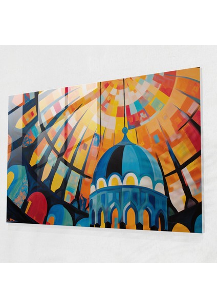 Cami Kubbesi Soyut Cam Baskı - Cami, Modern Sanat, Ev Dekorasyonu, Cam Duvar Sanatı, 45X30