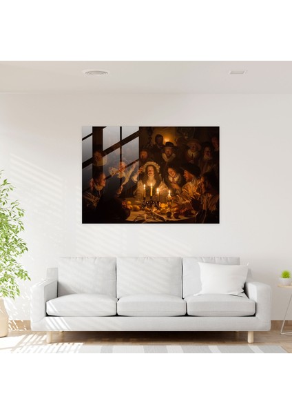 Rembrandt Cam Duvar Sanatı: Mum Işığında Buluşma - Rembrandt, Cam Duvar Sanatı, Toplama, Rembrandt, 45X30 fiyatları