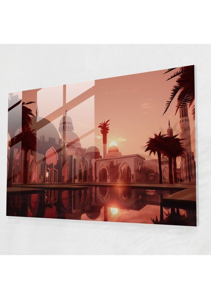 Art Deco Cam Baskı Cami - Cami, Gün Batımı, Cami, Ev Dekorasyonu, 45X30