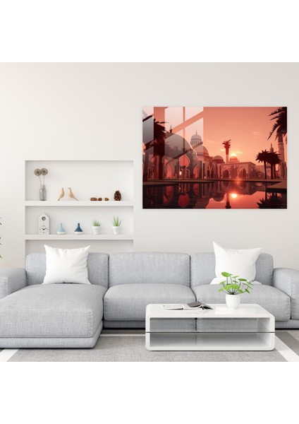 Art Deco Cam Baskı Cami - Cami, Gün Batımı, Cami, Ev Dekorasyonu, 45X30 modelleri