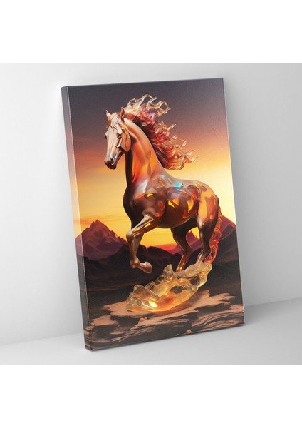 Gerçekçi Cam Heykel Duvar Dekorasyonu - Gerçekçi Cam Heykel, Kanvas, Kanvas Tablo, At, 30X50