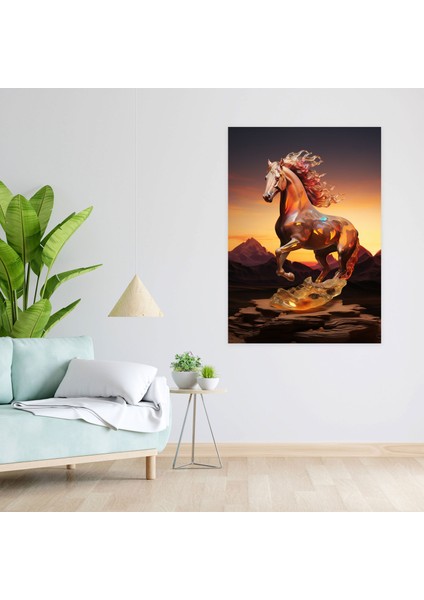 Gerçekçi Cam Heykel Duvar Dekorasyonu - Gerçekçi Cam Heykel, Kanvas, Kanvas Tablo, At, 30X50 fiyatları