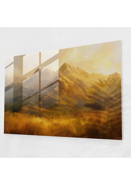 Dağ Manzarası Cam Duvar Sanatı - Post-Empresyonizm, Cam Sanatı, Duvar Dekorasyonu, Ev Dekorasyonu, 45X30