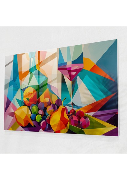 Geometrik Natürmort Cam Dekorasyon - Post-Empresyonizm, Modern Sanat, Ev Dekorasyonu, Cam Sanatı, 45X30