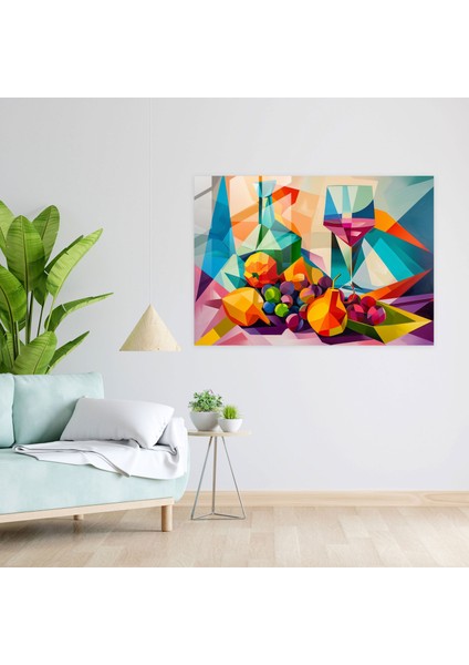 Geometrik Natürmort Cam Dekorasyon - Post-Empresyonizm, Modern Sanat, Ev Dekorasyonu, Cam Sanatı, 45X30 modelleri