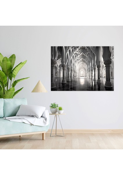 Monokrom Cami Kanvas Tablo - Cami, Zamansız Zarafet, Siyah Beyaz Fotoğraf, Kanvas Tablo, 50X30 modelleri