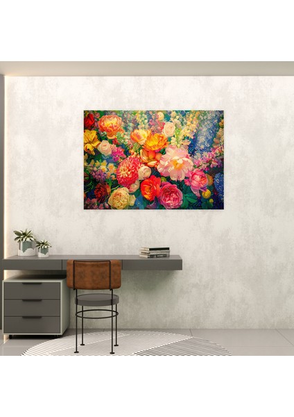 Pointilizm Çiçek Kanvas Tablo - Pointilizm, Kanvas Tablo, Kanvas Tablo, Pointilizm, 50X30