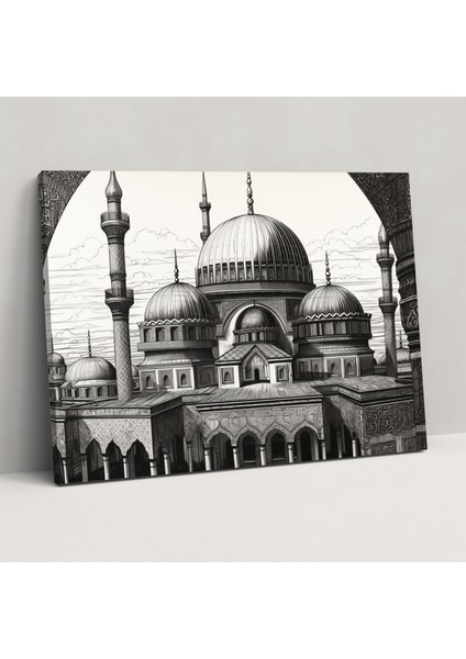 Mimari Cami Duvar Tablosu - Cami, Kanvas, Mimari Kroki, Cami, 50X30