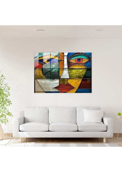 Kübist Pablo Picasso Cam Duvar Sanatı - Pablo Picasso, Pablo Picasso, Cam Duvar Sanatı, Duvar Dekorasyonu, 45X30
