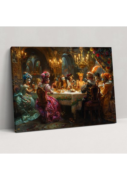 Rokoko Maskeli Balo Duvar Tablosu - Rokoko, Duvar Sanatı, Duvar Dekorasyonu, Kanvas, 50X30