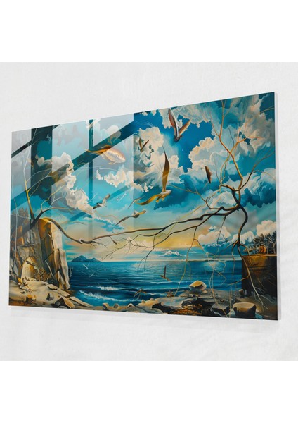 Salvador Dali Cam Baskı - Uçan Balık - Salvador Dali, Salvador Dali, Cam Sanatı, Gerçeküstücülük, 45X30
