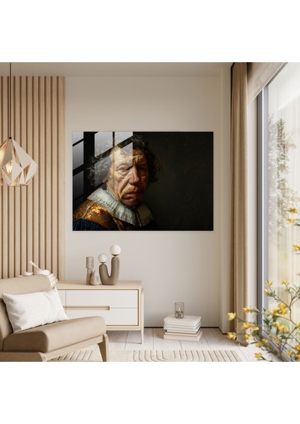 Rembrandt Cam Baskı Ev ​​dekorasyonu - Rembrandt, Portre, Regal, Eski Usta, 45X30