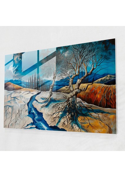 Eriyen Ağaçlar Cam Duvar Sanatı - Salvador Dali, Eriyen Ağaçlar, Modern Sanat, Duvar Dekorasyonu, 45X30