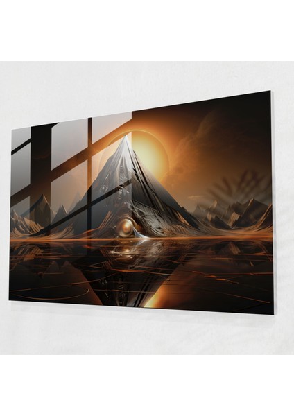 Fütüristik Volkan Cam Baskı - Volkan, Cam Baskı, Cam Sanatı, Duvar Dekorasyonu, 45X30