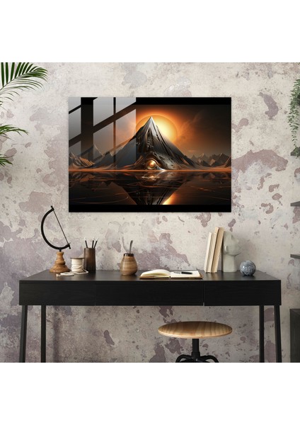 Fütüristik Volkan Cam Baskı - Volkan, Cam Baskı, Cam Sanatı, Duvar Dekorasyonu, 45X30 fiyatları