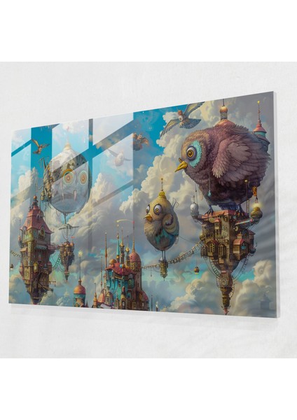 Sürrealizm Cam Duvar Sanatı: Büyülü Şehir Yaratıkları - Sürrealizm Sanatı, Sürrealizm Sanatı, Cam Duvar Sanatı, Duvar Dekorasyonu, 45X30