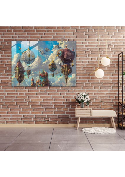 Sürrealizm Cam Duvar Sanatı: Büyülü Şehir Yaratıkları - Sürrealizm Sanatı, Sürrealizm Sanatı, Cam Duvar Sanatı, Duvar Dekorasyonu, 45X30 modelleri