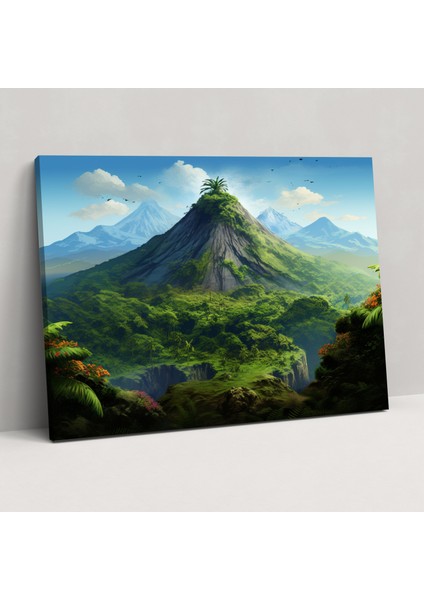 Uyuyan Volkan Duvar Sanatı - Volkan, Gerçekçi Illüstrasyon, Volkan Duvar Süslemesi, Kanvas, 50X30