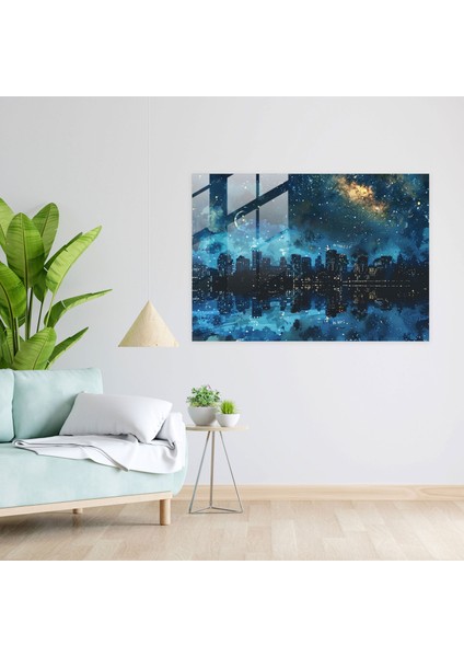 Vincent Van Gogh Cam Baskı: Yıldızlı Gece Şehir Manzarası Cam Duvar Sanatı - Vincent Van Gogh, Cam Sanatı, Cam Duvar Sanatı, Vincent Van Gogh, 45X30 fiyatları
