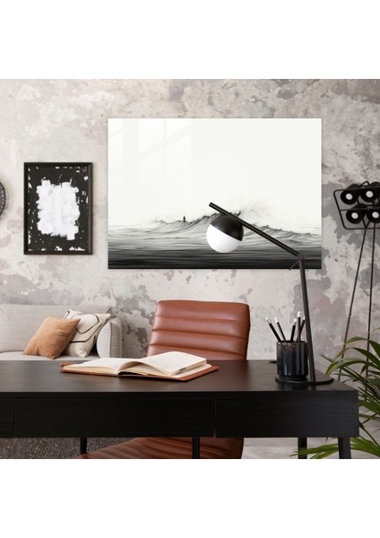 Sörf Modern Sanat - Sörf, Okyanus, Sakin, Minimalist Çizgi Çizimi, 45X30