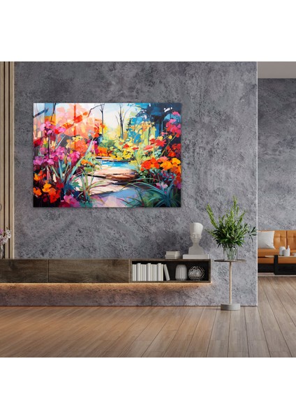 Canlı Zen Bahçesi Cam Baskı - Zen Bahçesi, Ev Dekorasyonu, Cam Duvar Sanatı, Canlı Renk Paleti, 45X30 modelleri