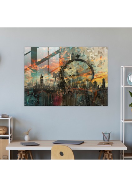 Sürrealizm Eriyen Saat Cam Baskı - Sürrealizm Sanat, Ev Dekorasyonu, Sürrealizm Sanat, Eriyen Saat, 45X30 modelleri