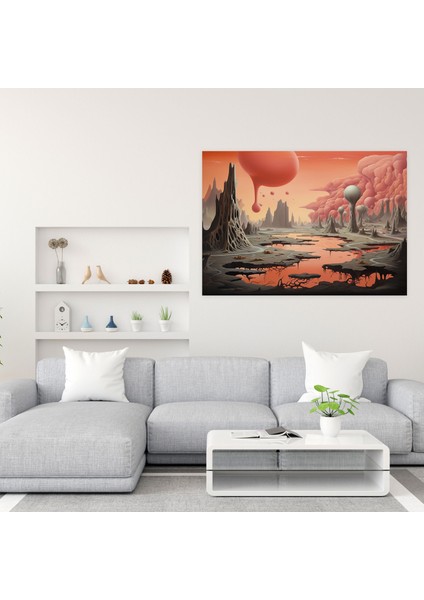 Volkan Gerçeküstü Duvar Sanatı - Volkan, Volkan, Yüzen Adalar, Gerçeküstü Sanat Eseri, 50X30 modelleri