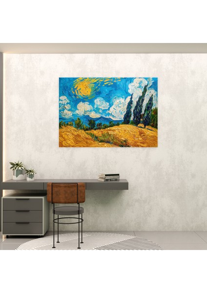 Vincent Van Gogh Buğday Tarlası Kanvas Tablo - Vincent Van Gogh, Duvar Sanatı, Kanvas Tablo, Ev Dekorasyonu, 50X30 modelleri