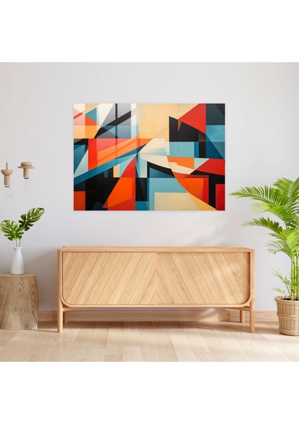 Geometrik Amerika Birleşik Devletleri Haritası Cam Baskı - Amerika Birleşik Devletleri Haritası, Modern Sanat, Cam Duvar Sanatı, Cam Baskı, 45X30
