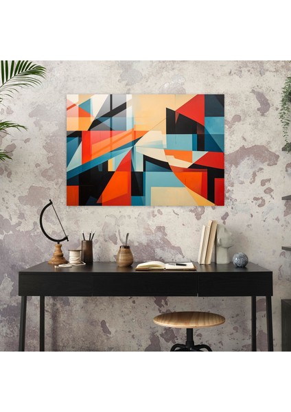 Geometrik Amerika Birleşik Devletleri Haritası Cam Baskı - Amerika Birleşik Devletleri Haritası, Modern Sanat, Cam Duvar Sanatı, Cam Baskı, 45X30