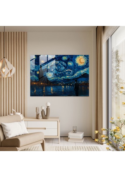 Vincent Van Gogh Duvar Dekorasyonu - Yıldızlı Gece - Vincent Van Gogh, Cam Sanatı, Modern Sanat, Ev Dekorasyonu, 45X30 fiyatları