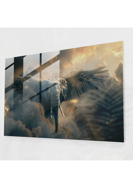 Uçan Fil Cam Baskı Ev ​​dekorasyonu - Gerçeküstücülük Sanatı, Gerçeküstücülük Sanatı, Ev Dekorasyonu, Modern Sanat, 45X30