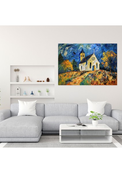Vincent Van Gogh Auvers Kilisesi Duvar Sanatı - Vincent Van Gogh, Kanvas Tablo, Duvar Sanatı, Vincent Van Gogh, 100X70 modelleri