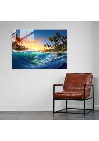 Sörf Ev Dekorasyonu - Sörf, Göz Alıcı, Çağdaş Dijital Sanat Eseri, Cam Duvar Sanatı, 45X30 modelleri