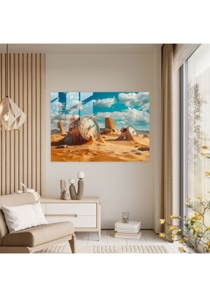 Sürrealizm Ev Dekorasyonu: Eriyen Çöl Saatleri - Sürrealizm Sanatı, Cam Sanatı, Ev Dekorasyonu, Sürrealizm Sanatı, 45X30 fiyatları