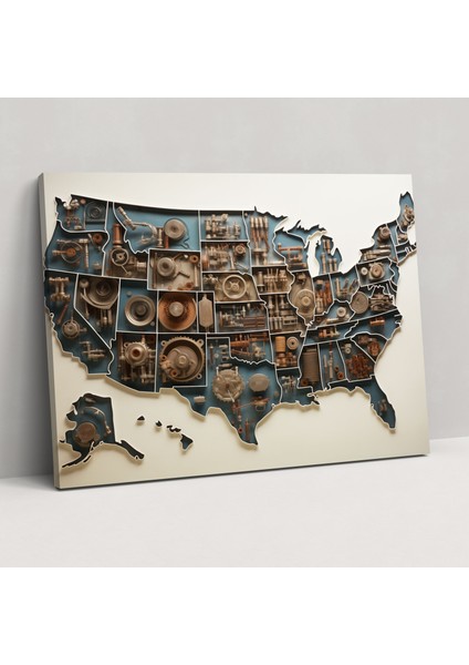 Amerika Birleşik Devletleri Haritası Duvar Sanatı - Amerika Birleşik Devletleri Haritası, Amerika Birleşik Devletleri Haritası, Doğa Harikaları, Duvar Sanatı, 50X30