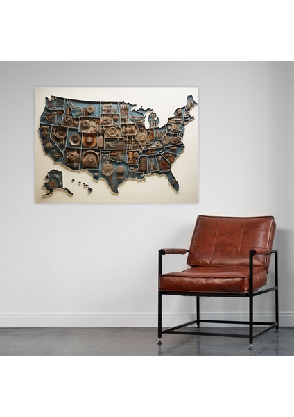 Amerika Birleşik Devletleri Haritası Duvar Sanatı - Amerika Birleşik Devletleri Haritası, Amerika Birleşik Devletleri Haritası, Doğa Harikaları, Duvar Sanatı, 50X30 fiyatları