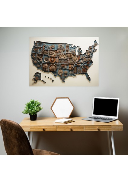 Amerika Birleşik Devletleri Haritası Duvar Sanatı - Amerika Birleşik Devletleri Haritası, Amerika Birleşik Devletleri Haritası, Doğa Harikaları, Duvar Sanatı, 50X30 modelleri