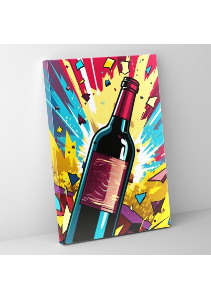 Şarap Kanvas Tablo - Pop Art Şarap Şişesi Tablosu - Şarap, Şarap Duvar Süslemesi, Şarap Kanvas Tablo, Ev Dekorasyonu, 30X50