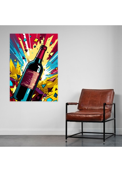 Şarap Kanvas Tablo - Pop Art Şarap Şişesi Tablosu - Şarap, Şarap Duvar Süslemesi, Şarap Kanvas Tablo, Ev Dekorasyonu, 30X50 fiyatları