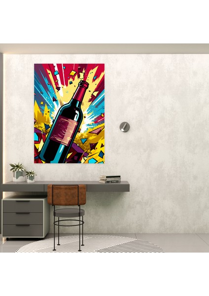 Şarap Kanvas Tablo - Pop Art Şarap Şişesi Tablosu - Şarap, Şarap Duvar Süslemesi, Şarap Kanvas Tablo, Ev Dekorasyonu, 30X50 modelleri