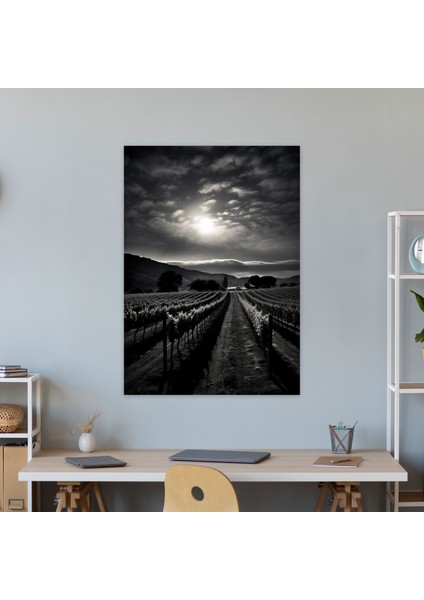 Şarap Duvar Tablosu - Mehtaplı Bağ - Şarap, Kanvas Tablo, Mehtaplı Üzüm Bağı Kanvas Tablo, Şarap Duvar Tablosu, 30X50