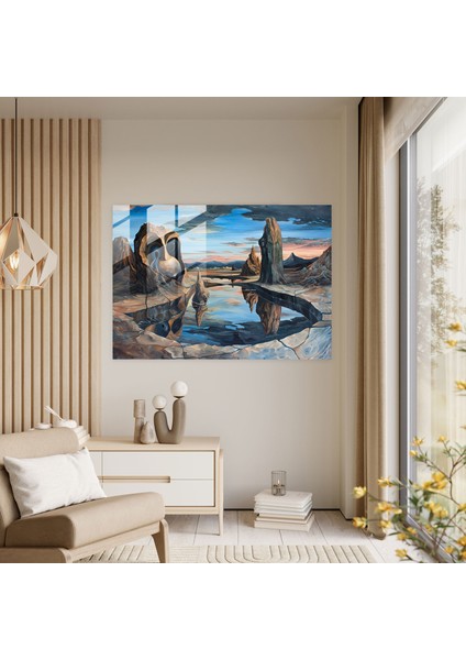 Dali'den Esinlenen Manzaralar Cam Duvar Sanatı - Gerçeküstücülük Sanatı, Ev Dekorasyonu, Cam Duvar Sanatı, Dali'den Esinlenen, 45X30 modelleri
