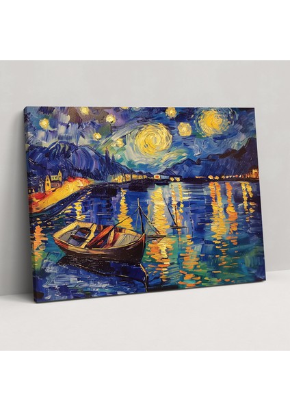 Rhone Üzerinde Yıldızlı Gece Kanvas Tablo - Vincent Van Gogh, Duvar Sanatı, Duvar Dekorasyonu, Kanvas Tablo, 50X30