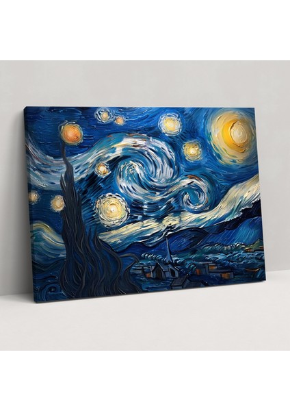 Vincent Van Gogh Yıldızlı Gece Kanvas Tablo - Vincent Van Gogh, Kanvas Tablo, Duvar Sanatı, Kanvas Tablo, 50X30