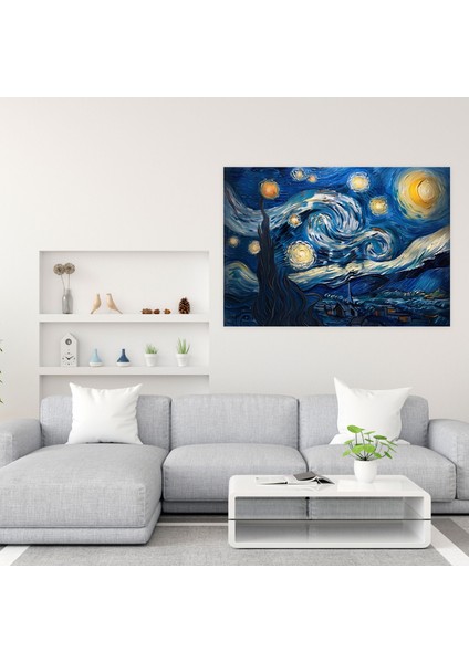 Vincent Van Gogh Yıldızlı Gece Kanvas Tablo - Vincent Van Gogh, Kanvas Tablo, Duvar Sanatı, Kanvas Tablo, 50X30