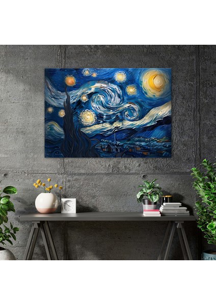 Vincent Van Gogh Yıldızlı Gece Kanvas Tablo - Vincent Van Gogh, Kanvas Tablo, Duvar Sanatı, Kanvas Tablo, 50X30