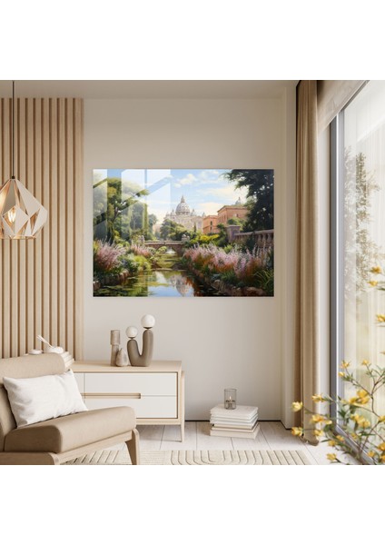 Vatikan Cam Baskı - Serene Vatikan Bahçeleri Empresyonist Cam Duvar Tablosu - Vatikan, Cam Sanatı, Vatikan, Cam Baskı, 45X30